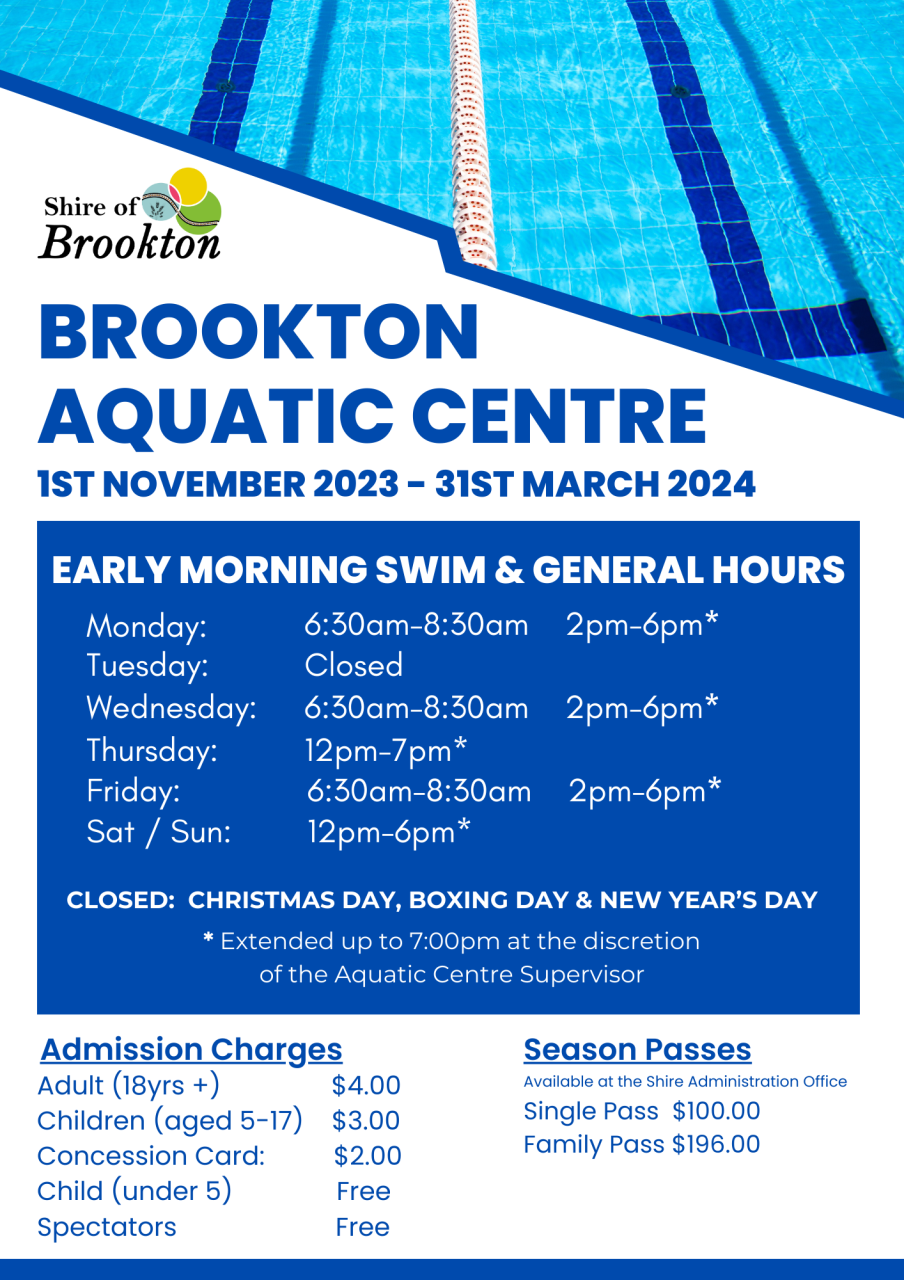 Brookton Aquatic Centre 2023-24 Season