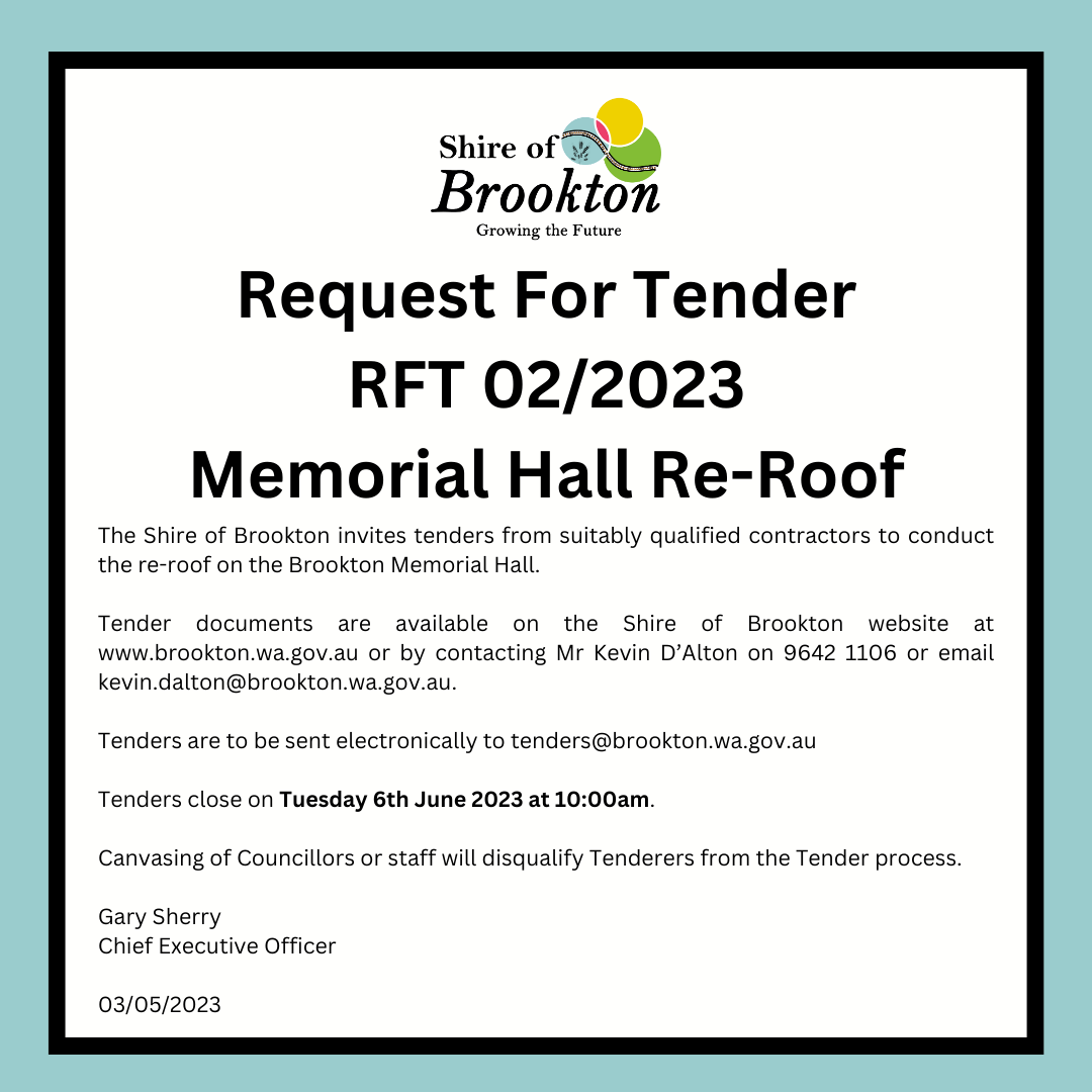 Request for Tender - Memorial Hall Re-Roof