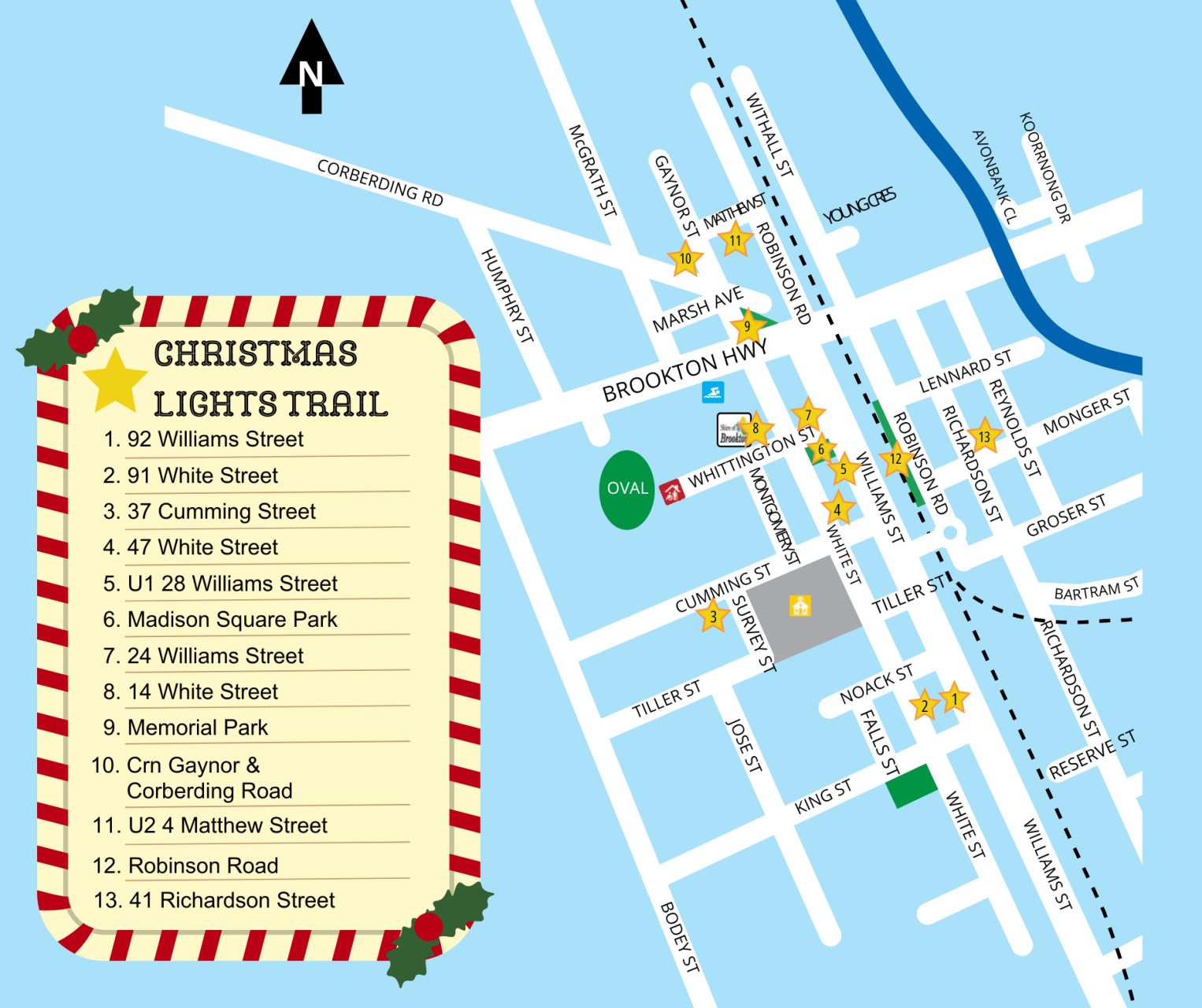Christmas Lights Trail Map