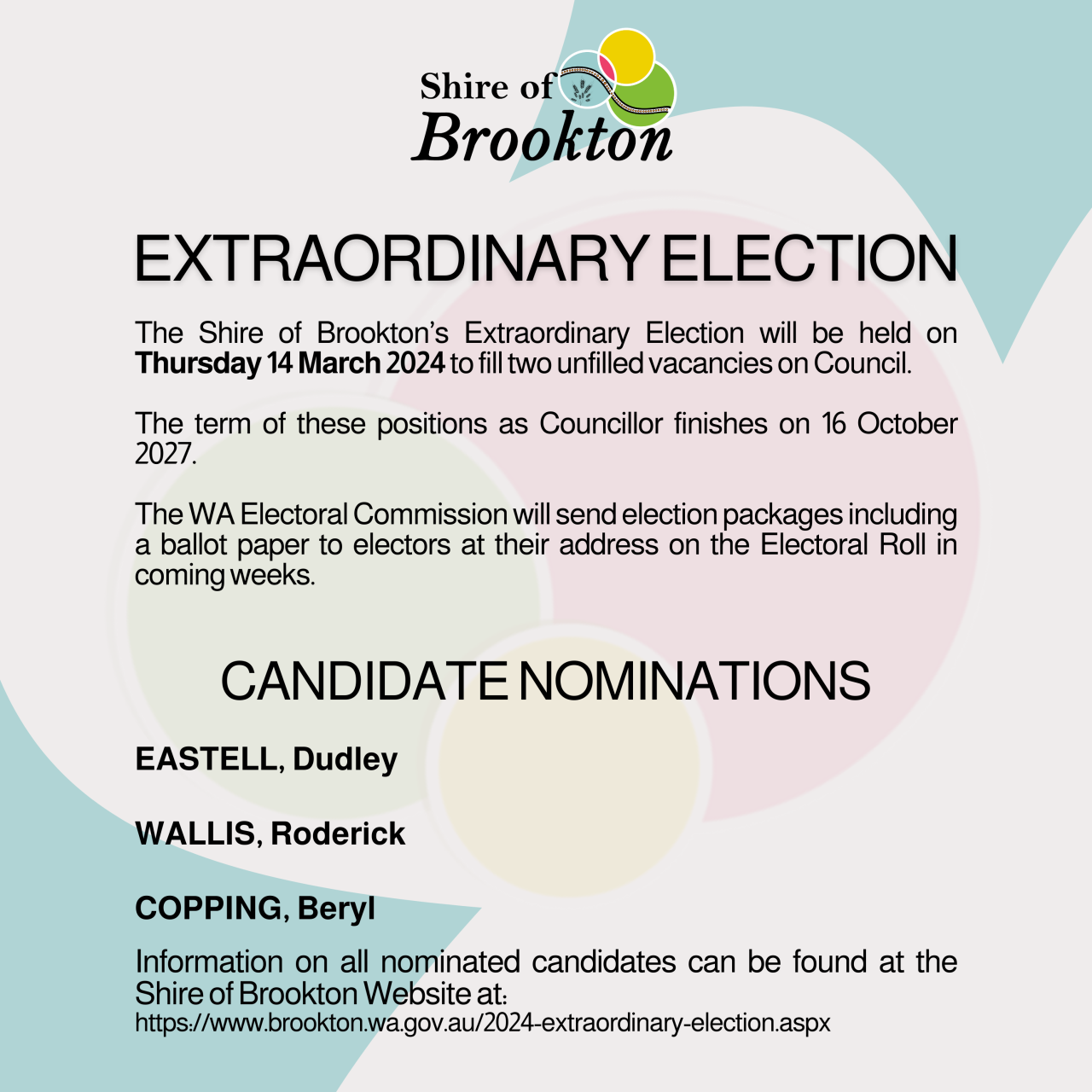 2024 Local Government Extraordinary Election - Candidate Nominations