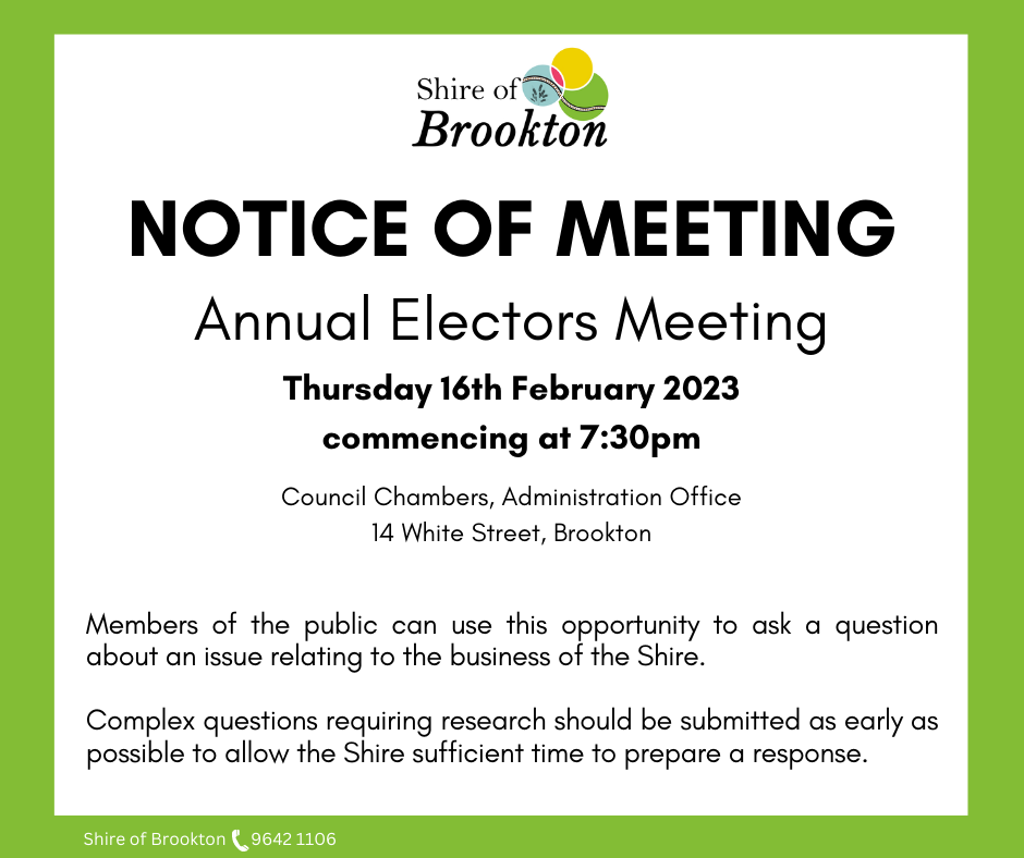 Notice of Meeting - Annual Electors Meeting