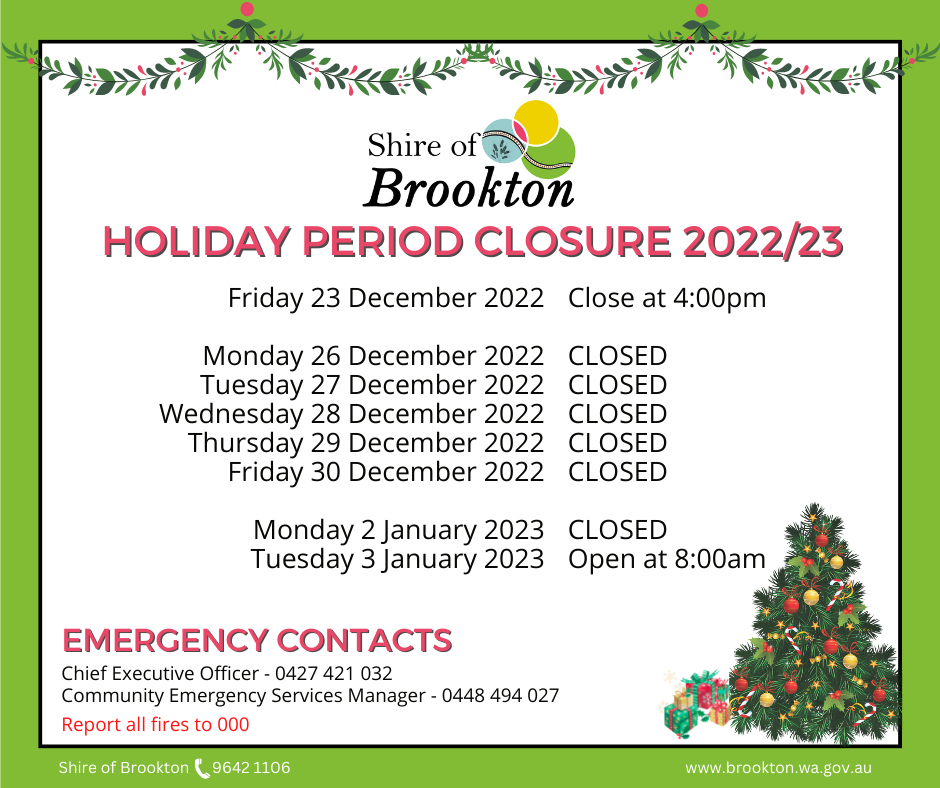 Administration Office Holiday Closure