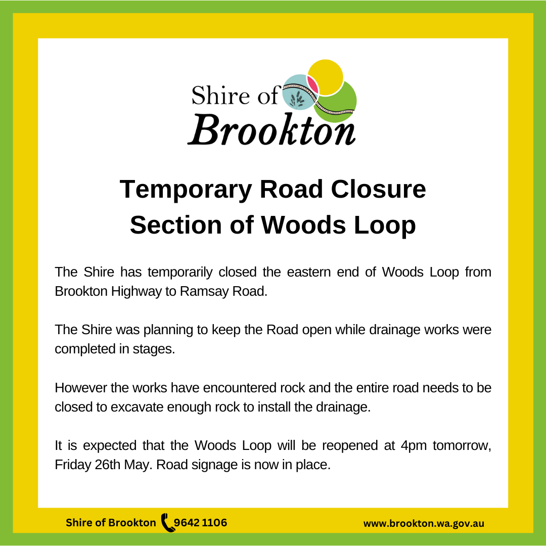 Temporary Road Closure - Section of Woods Loop